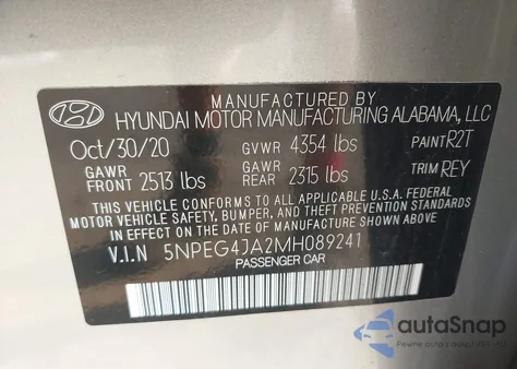 2021 Hyundai Sonata Se из США, поврежденный, VIN 5NPEG4JA2MH089241